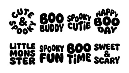 Halloween Typography Collection, Spooky Cute Buddy Lettering Set. Retro Halloween Design, Festive Illustration © Songram