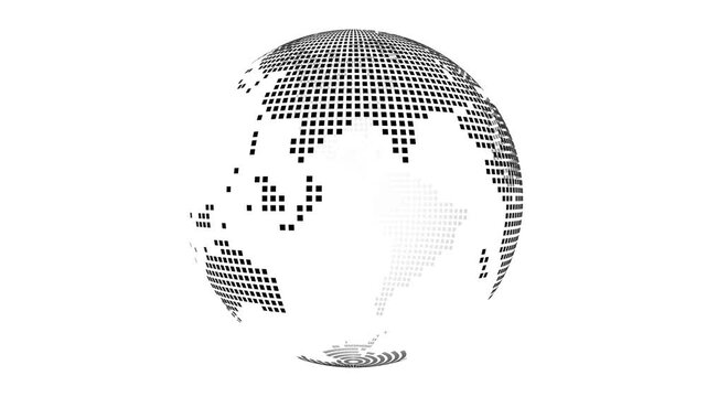 Abstract Digital Earth Globe Rotating with Particle Network Technology Animation.