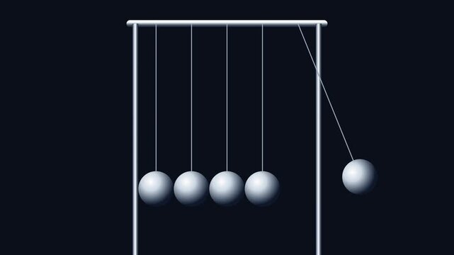 Newton Cradle Pendulum Balls Demonstrating Conservation of Momentum and Energy.