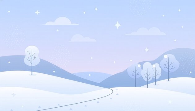 雪のアクセントを加えたイラスト風な背景画像