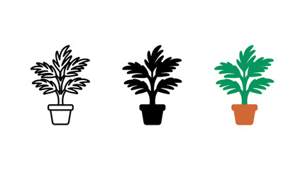 Obraz premium Parlor palm plant potted houseplant icon vector illustration set graphic design element