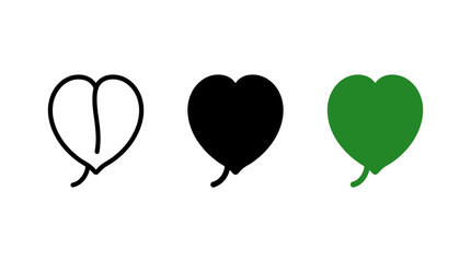 Heart shaped tropical philodendron leaf icon set with outline and flat graphic design © Al Rafi