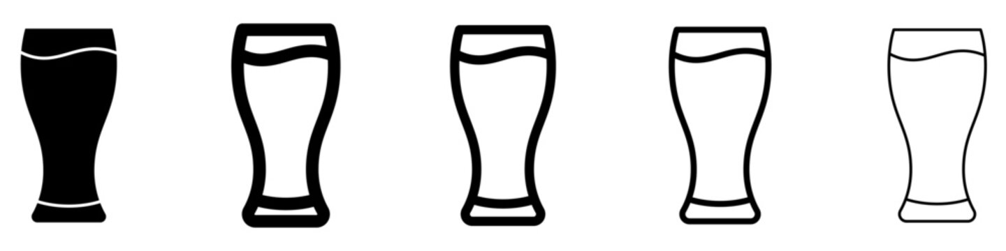 Beer glass flat icon set for drinks
