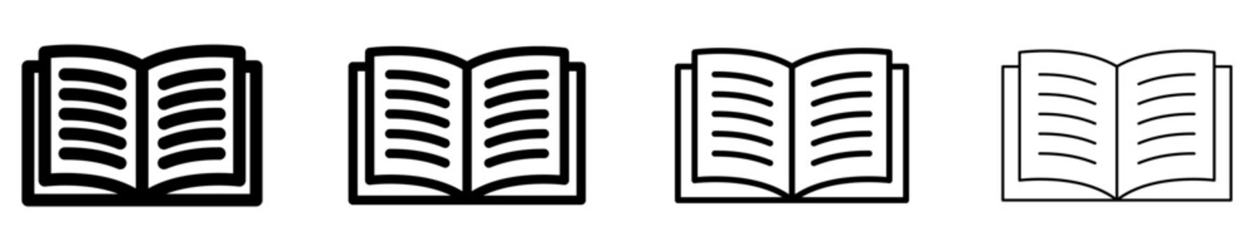 Open book flat icon set for learning and knowledge