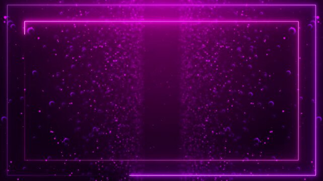 Vibrant magenta rectangular border luminous particles, soft bubbles and radiant glow. wedding titles, award screens, concert visuals, festive promos, fashion content and elegant backgrounds.