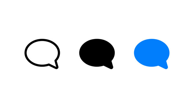 Speech Bubble Icon Set with Outline Glyph and Color Vector Variants for Chat Application