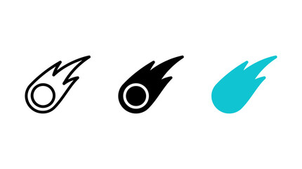 Minimalist Falling Comet and Meteorite Icon Set with Outline and Solid Graphic Style © Al Rafi