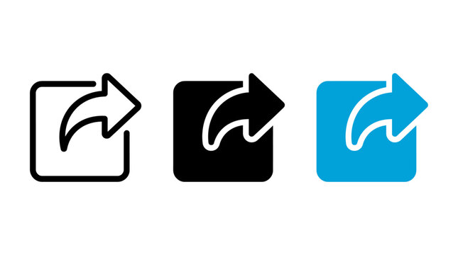 Content sharing icon design set with vector export arrows and social media symbols vector