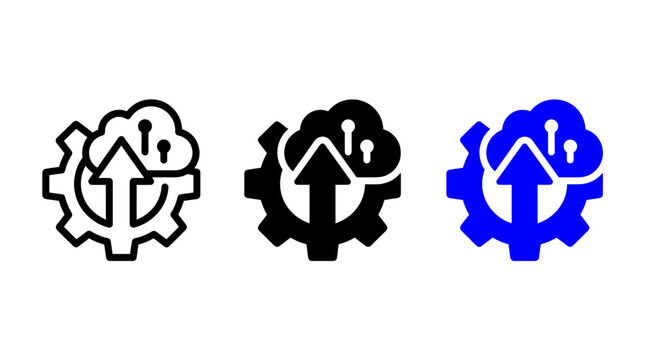 Digital transformation icon set with cloud computing, gear, and arrow for technology
