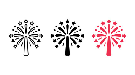 Obraz premium Fireworks simple vector icon design set illustration isolated on white background
