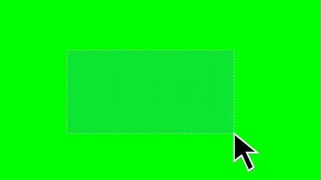Computer Mouse Cursor Selecting and Resizing a Green Screen Rectangle Overlay.