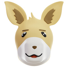 A high-quality 3D icon of a friendly, smiling kangaroo head, perfect for animal-themed app designs, educational projects, or kids' user interfaces. © Krematika