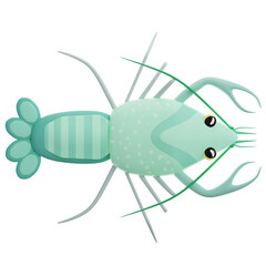 A charming, stylized 3D lobster icon featuring a soft teal color palette, perfect for marine-themed applications, educational games, or seafood-related digital interfaces. © Krematika