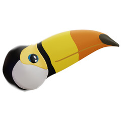 A high-quality 3D icon of a stylized, friendly toucan head against a black background, perfect for modern UI design, wildlife apps, or tropical-themed digital projects. © Krematika