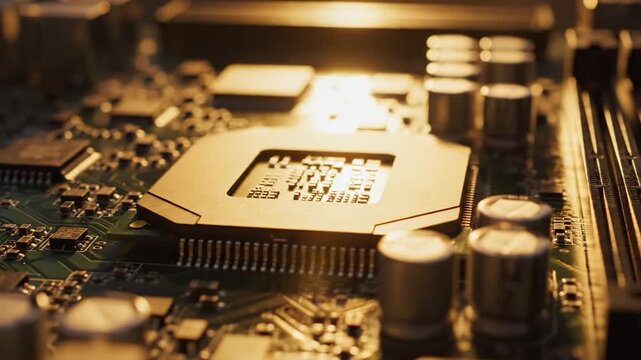 Microprocessor installed on a computer motherboard circuit.