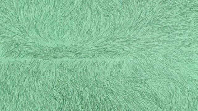 Soft mint green plush faux fur texture background and loopable video motion