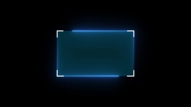 Futuristic neon HUD callout frame for digital interface. Sci fi HUD lower third with copy space for broadcast titles.