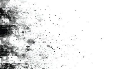 Obraz premium Abstract Black Ink Splash on White Background with Flying Liquid Droplets, Grunge Texture, Paint Splatter, Artistic Pattern and Modern Vector Illustration