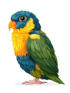 Pixel Art Illustration Of Colorful Lorikeet Bird On A Plain White Background Isolated View