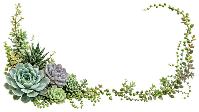 Succulent Plant Border with Echeveria and Trailing Vines