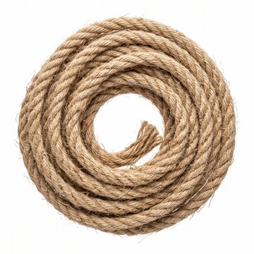 Natural Hemp Rope Demonstrates Durable Sustainable Fiber Craftsmanship Isolated On White Background