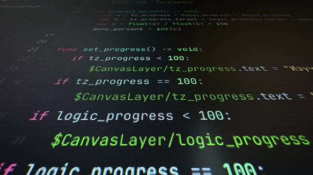 Screen showing software coding source script