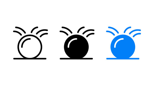 Bouncing ball icon design set featuring simple vector graphics and motion lines