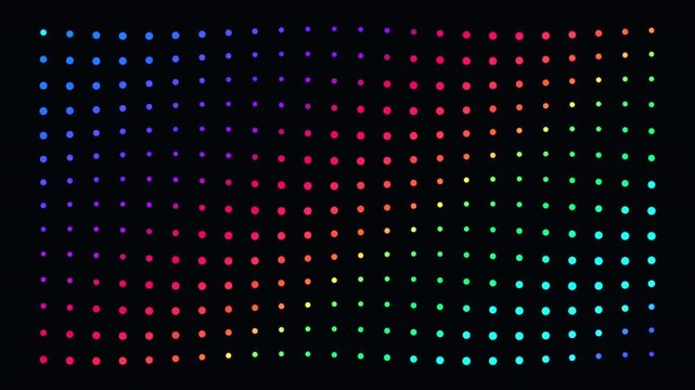 abstract colorful pixel grid animation, digital data flow, technology background with vibrant gradient