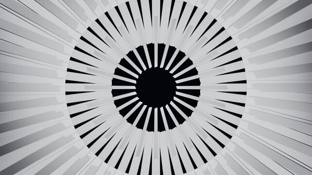 Abstract geometric tunnel animation with radial black and white lines loop