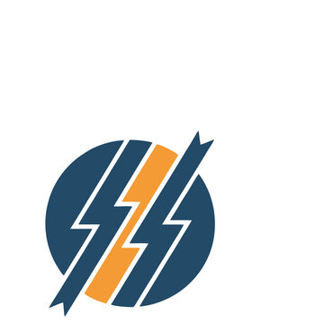 Blue and orange lightning bolt logo