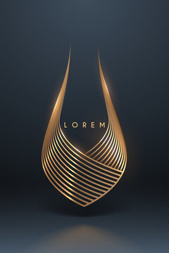 Golden shape in lines on dark background