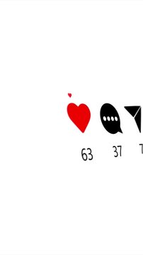 Heart, comment, share bookmark symbols appear engagement counts clean white interface. social media analytics, marketing, audience growth, creator statistics, engagement reports content performance
