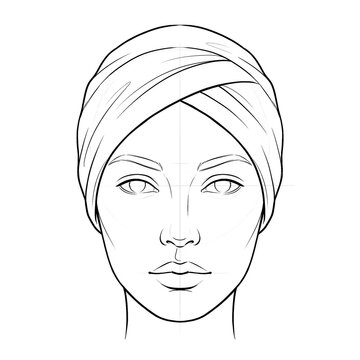 Hand drawn sketch of athletic modern turban on dummy head isolated on white.