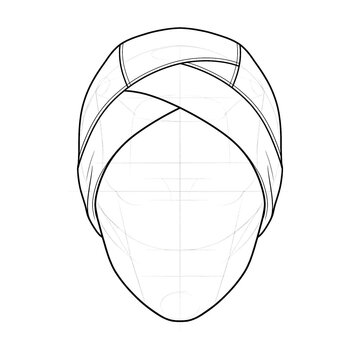 Hand drawn sketch of sporty minimalist modern turban on dummy head.