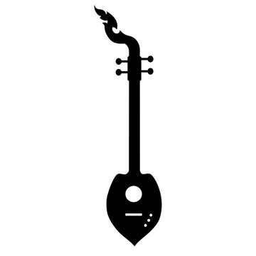 Thai phin traditional string instrument black silhouette