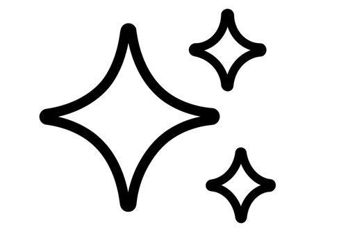 Three sparkle star icon for AI feature in black outline style