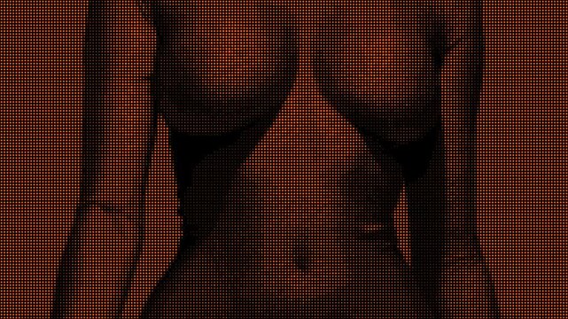 Pixelated woman, half tone