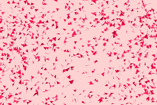 Scattered Red Geometric Triangle Confetti on Pink Background