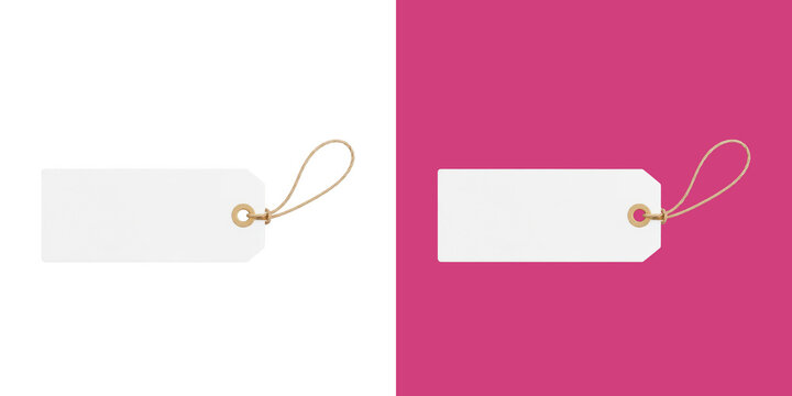Blank paper price tag with twine string for retail product label transparent png