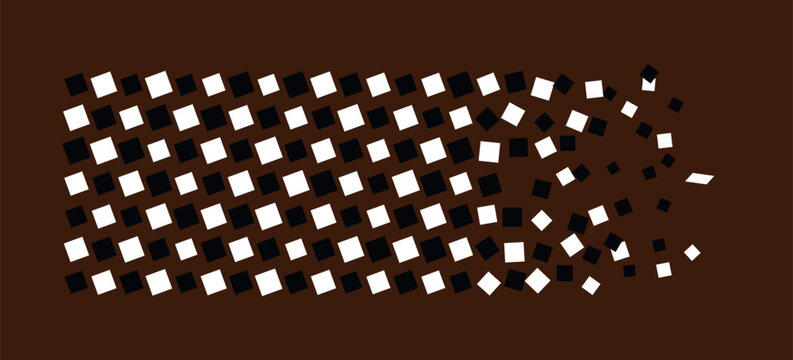 Abstract geometric pattern with squares fading into dispersion