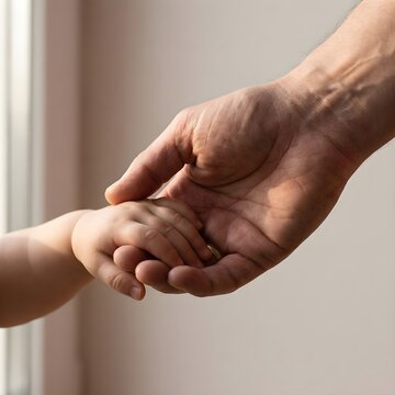 Un adulto sosteniendo con ternura la mano peque&ntilde;a de un beb&eacute; o ni&ntilde;o en un gesto de amor y protecci&oacute;n familiar
