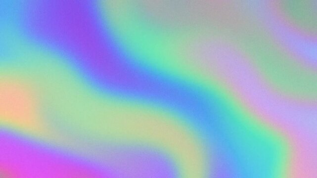 Abstract pastel cyan and lavender gradient background with fine film grain morphs slowly in horizontal soft-edged waves on a seamless loop. Anchors vaporwave and retro branding design for a 4K app.
