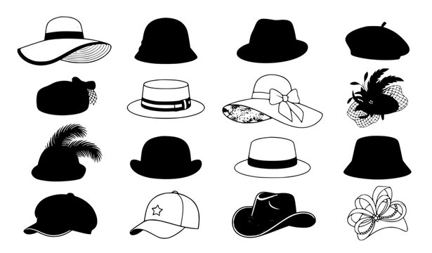 Fashionable Women&rsquo;s Hats Collection &ndash; Modern and Vintage Headwear Vector Set