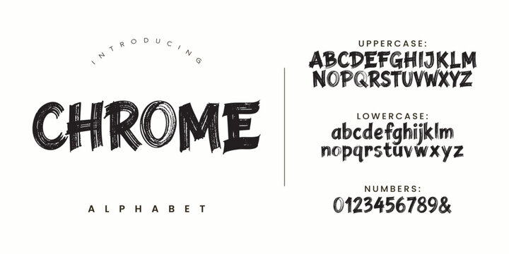 Chrome heavy brush strokes urban grunge style aggressive modern dark font lettering design