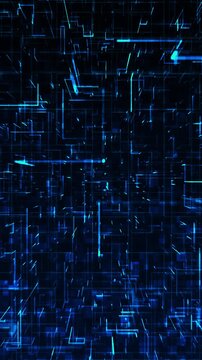Futuristic blue field of digital cubes, numerical values deep perspective scale data processing analytics. AI computing, databases, cloud infrastructure, finance, statistics, automation technology