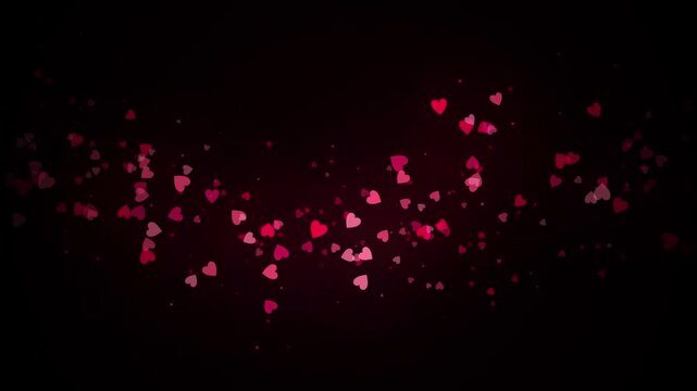 Abstract glowing pink heart particles floating animated background motion graphic video