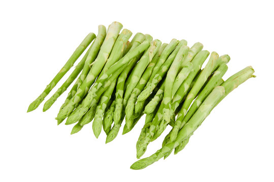 pile of fresh green asparagus isolated on white or transparent png