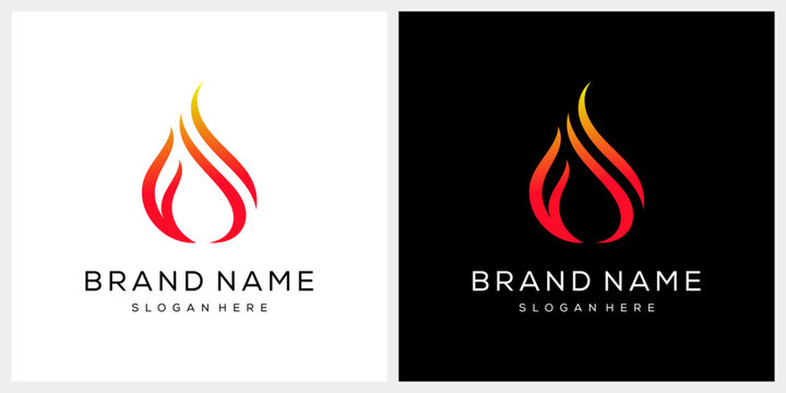 Abstract initial letter F fire logo design inspiration