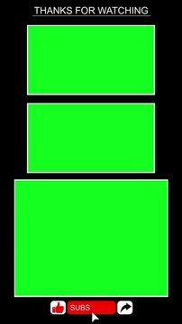 Thanks for watching text rests green placeholders like, subscribe, share, cursor. Customizable end screen, creators, tutorials, gaming vlogs, reviews, education, streaming channels, audience retention