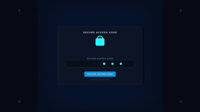 animation of a digital login screen with a padlock icon and password field, cybersecurity access concept
